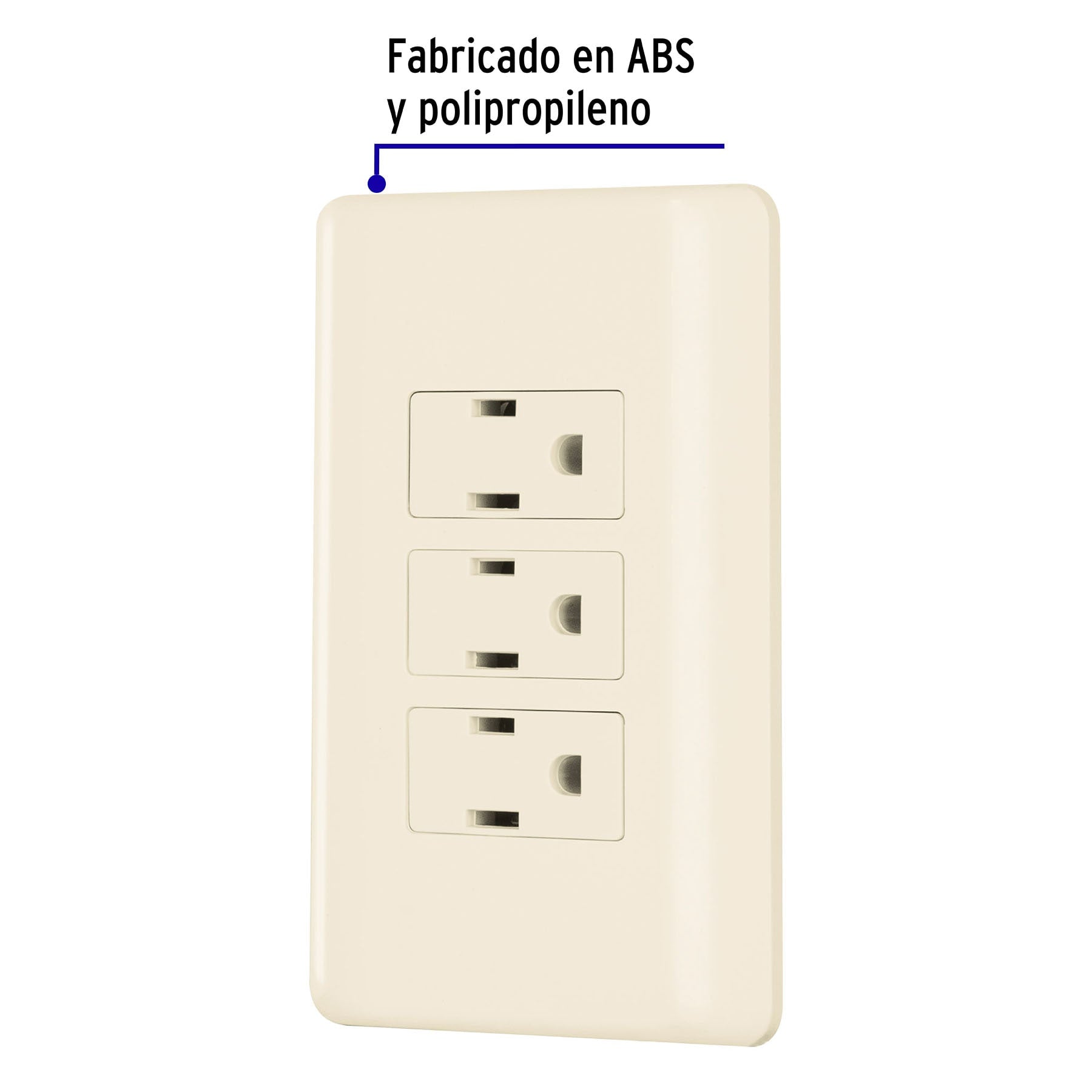 Placa armada 3 contactos aterrizados, marfil, Volteck | PA-COTR-BI | 26636