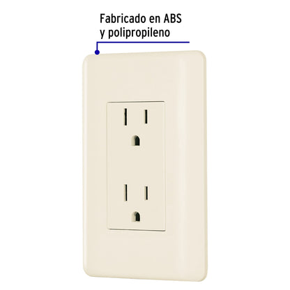 Contacto dúplex aterrizado, marfil, Volteck Basic | CODO-BI | 26637