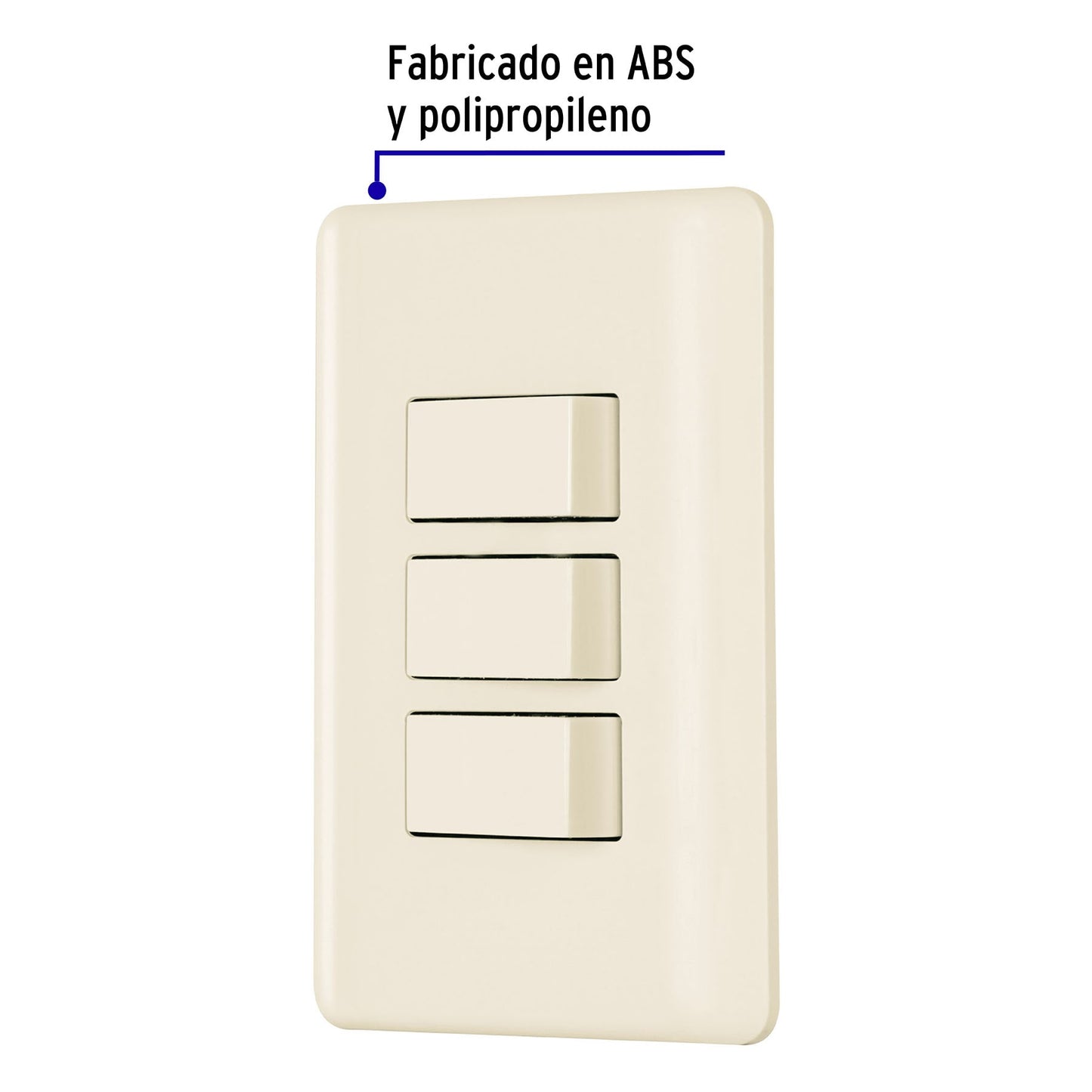 Placa armada 3 interruptores, marfil, Volteck | PA-APTR-BI | 26638