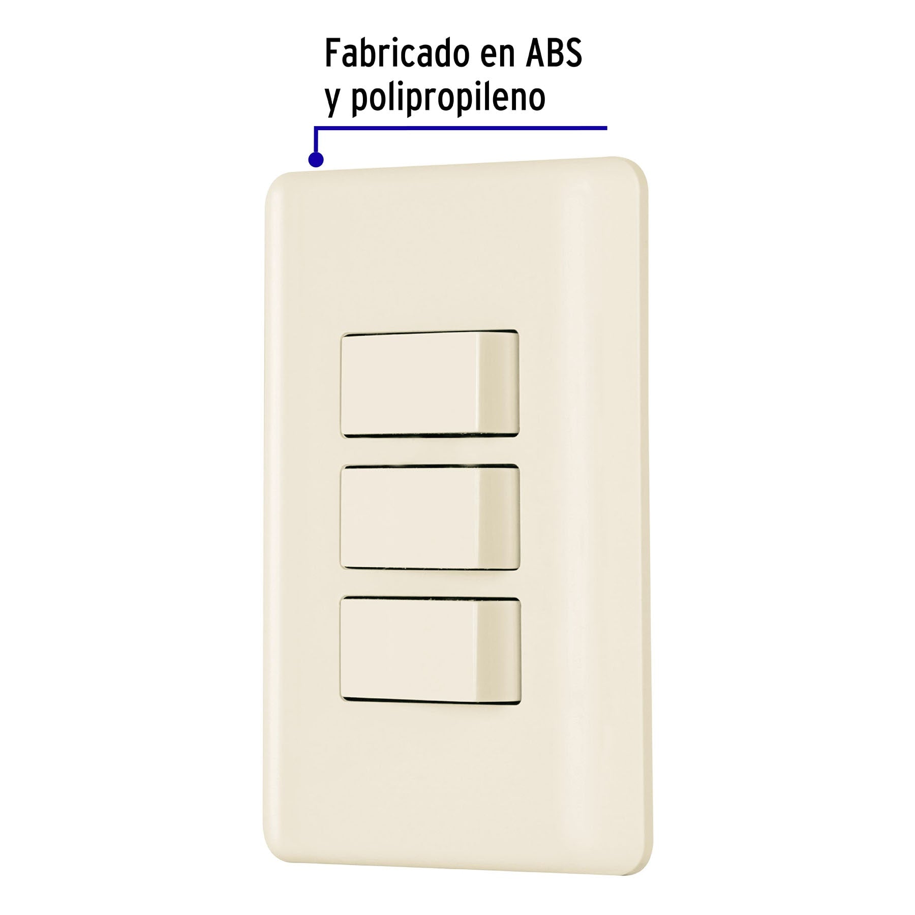 Placa armada 3 interruptores, marfil, Volteck | PA-APTR-BI | 26638
