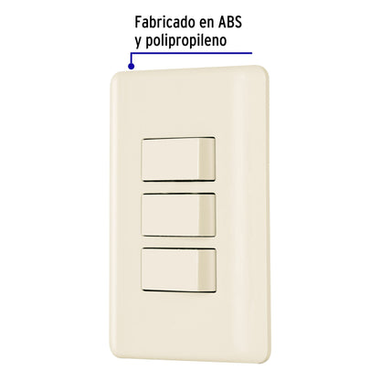 Placa armada 3 interruptores, marfil, Volteck | PA-APTR-BI | 26638