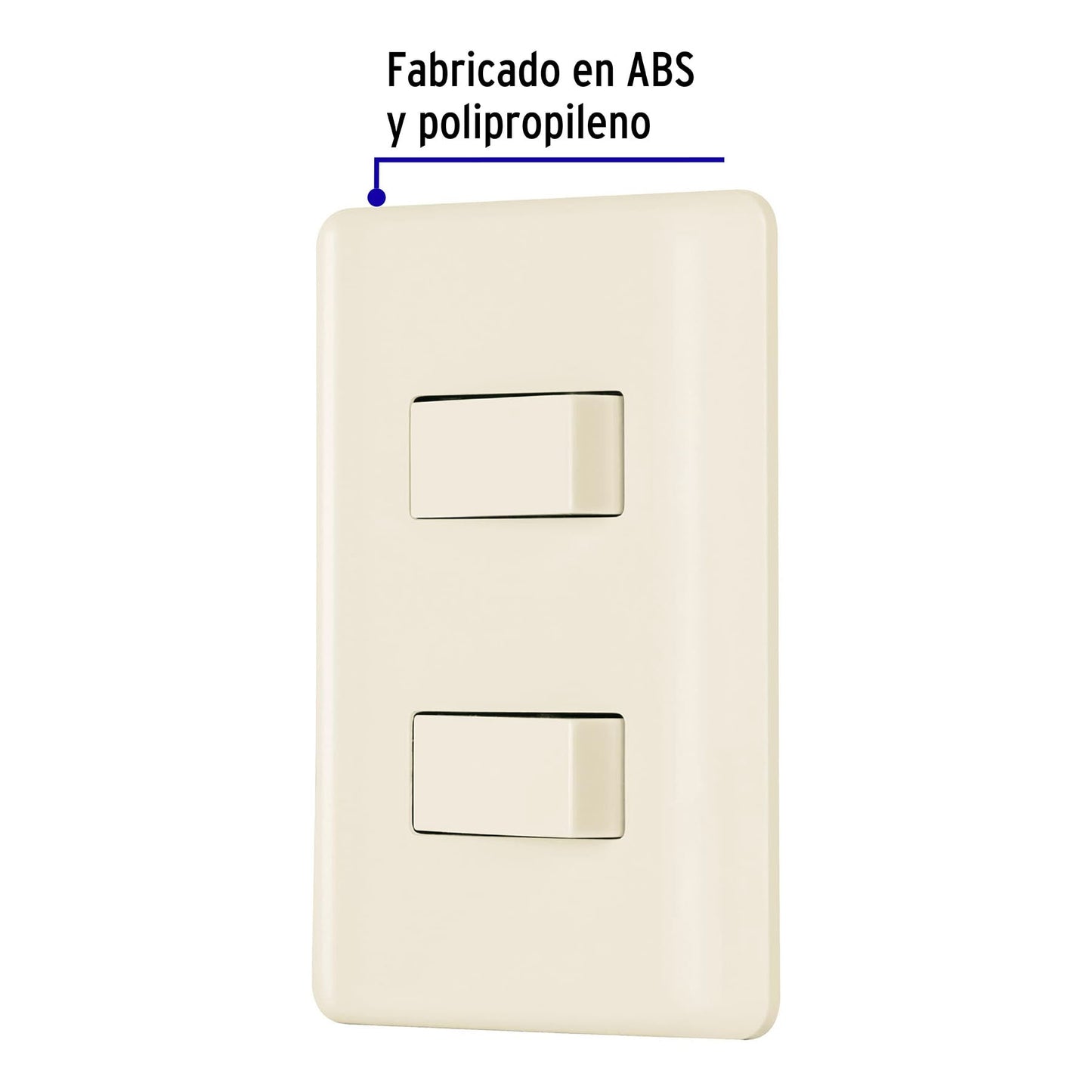Placa armada, 2 interruptores, marfil, Volteck | PA-APDO-BI | 26640