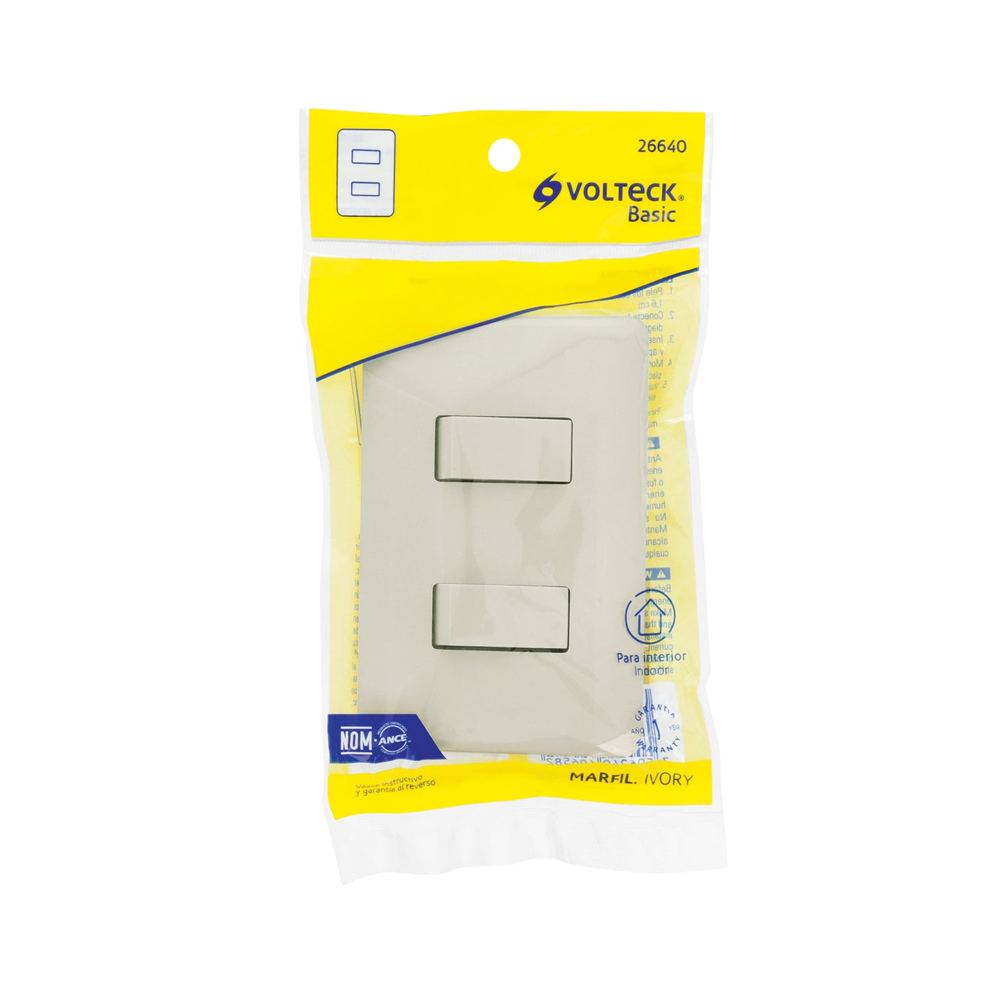 Placa armada, 2 interruptores, marfil, Volteck | PA-APDO-BI | 26640