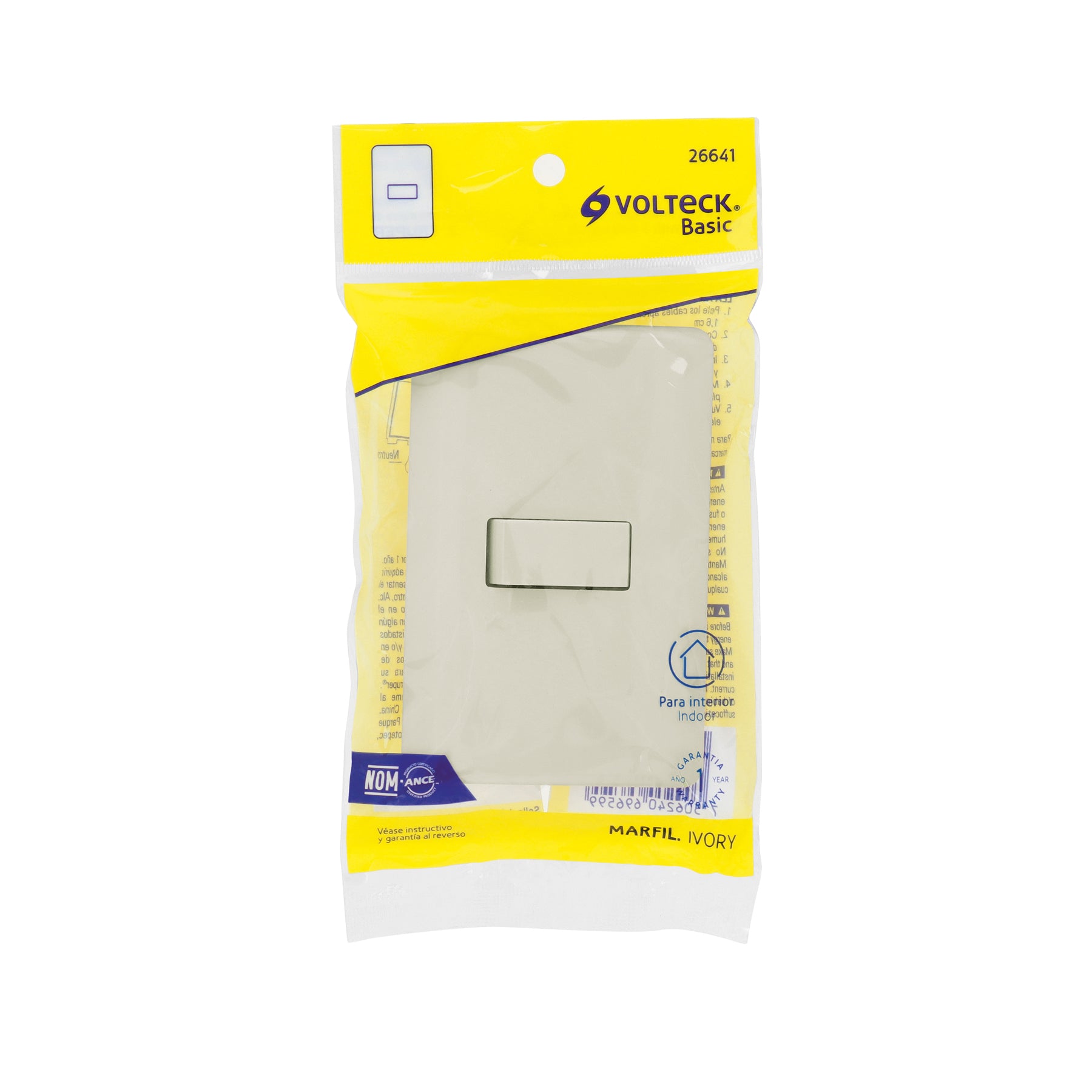 Placa armada 1 interruptor de escalera, marfil, Basic | PA-APSE-EBI | 26641