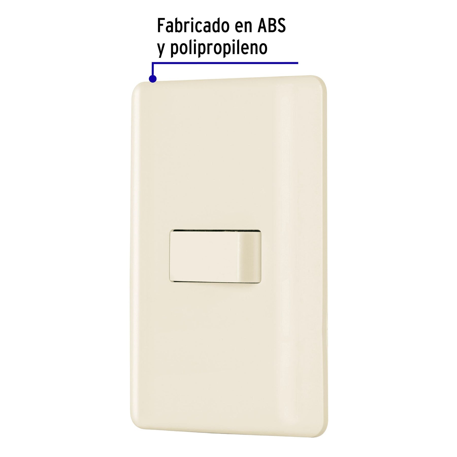 Placa armada 1 interruptor sencillo, marfil, Volteck | PA-APSE-BI | 26642