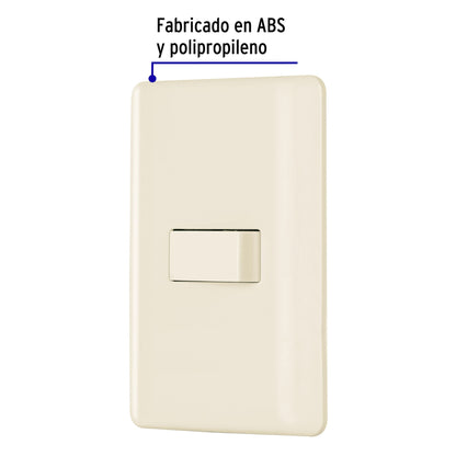 Placa armada 1 interruptor sencillo, marfil, Volteck | PA-APSE-BI | 26642