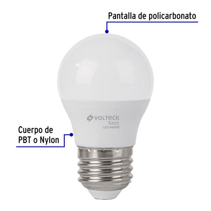 Lámpara LED G45 5 W (equiv. 40 W), luz de día, caja, Basic | LED-40GFB | 27162