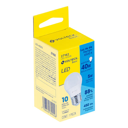 Lámpara LED G45 5 W (equiv. 40 W), luz de día, caja, Basic | LED-40GFB | 27162