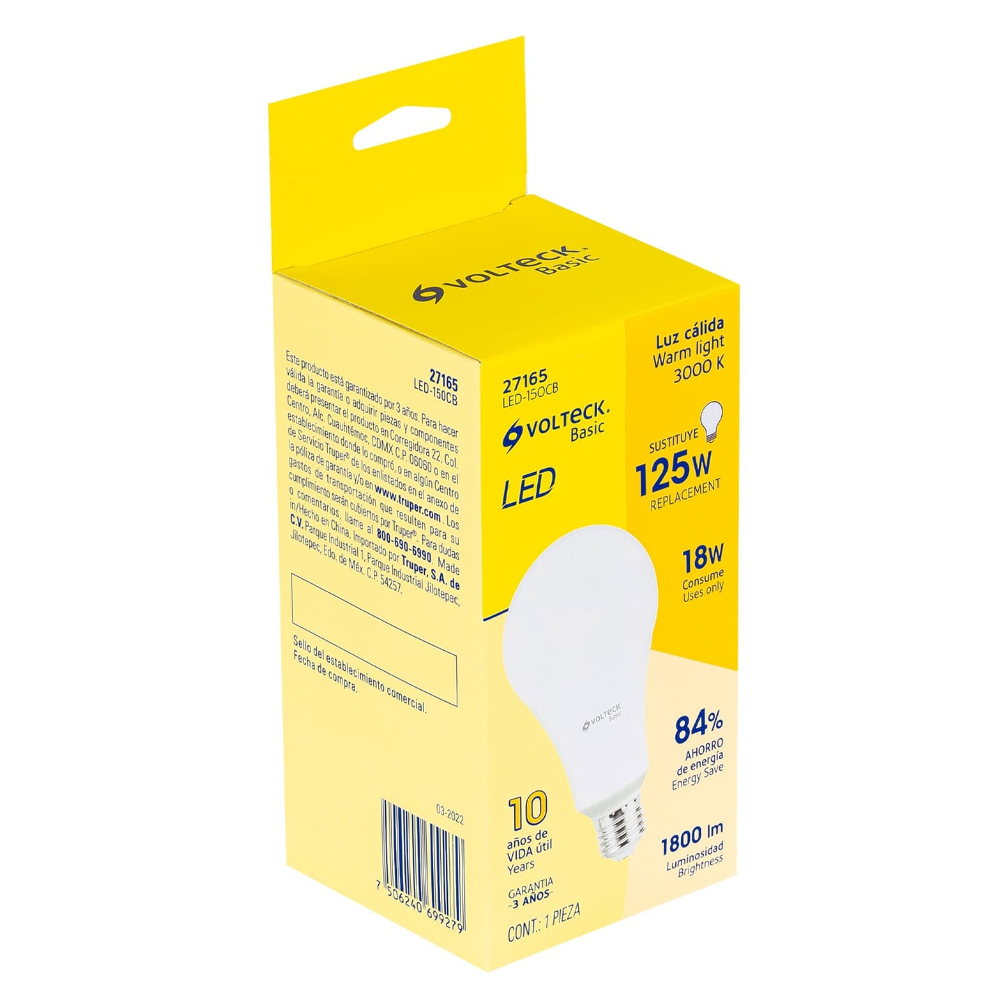 Lámpara LED A25 18 W (equiv. 125 W), luz cálida, caja, Basic | LED-150CB | 27165