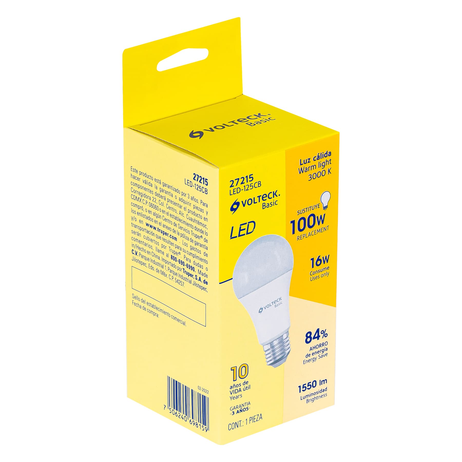 Lámpara LED A22 16 W (equiv. 100 W), luz cálida, caja, Basic | LED-125CB | 27215