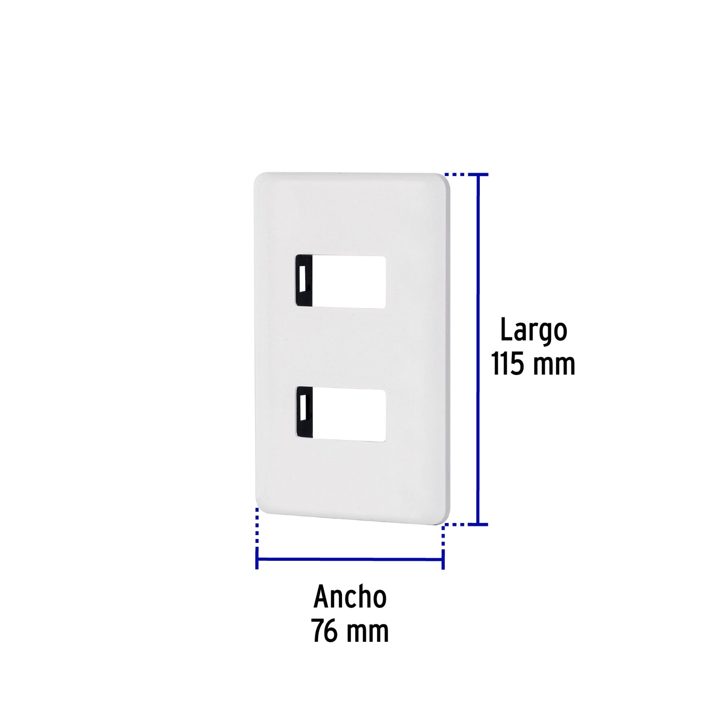 Placa 2 módulos de ABS, blanca, Volteck Basic | PPDO-B | 27223