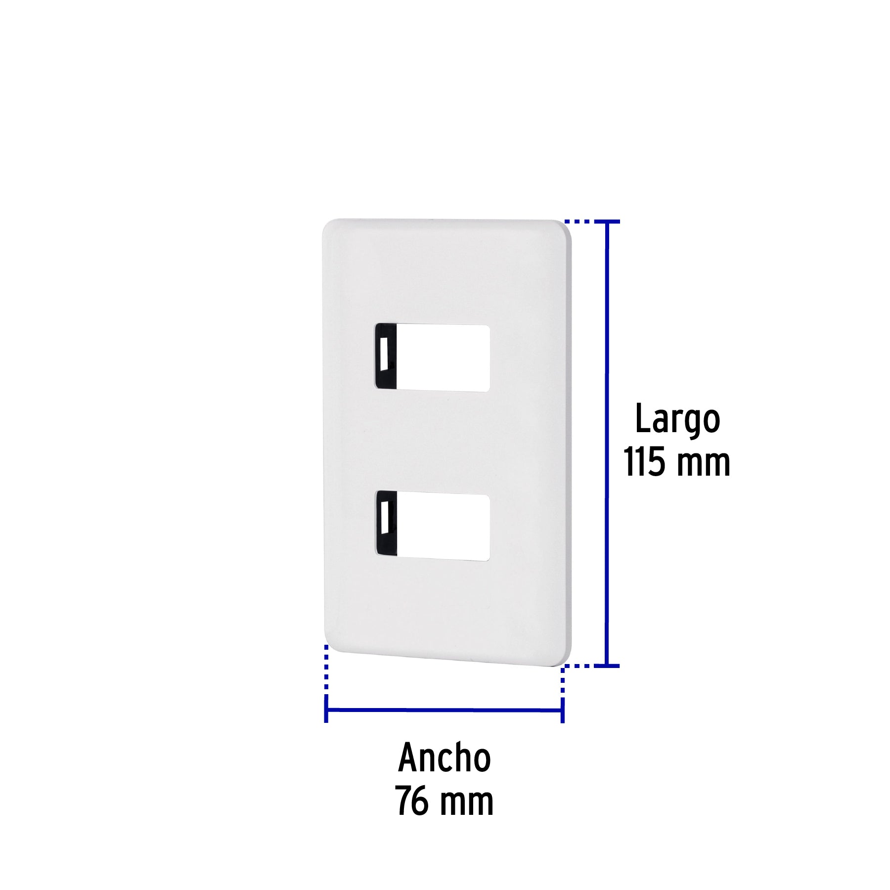 Placa 2 módulos de ABS, blanca, Volteck Basic | PPDO-B | 27223