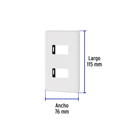Placa 2 módulos de ABS, blanca, Volteck Basic | PPDO-B | 27223