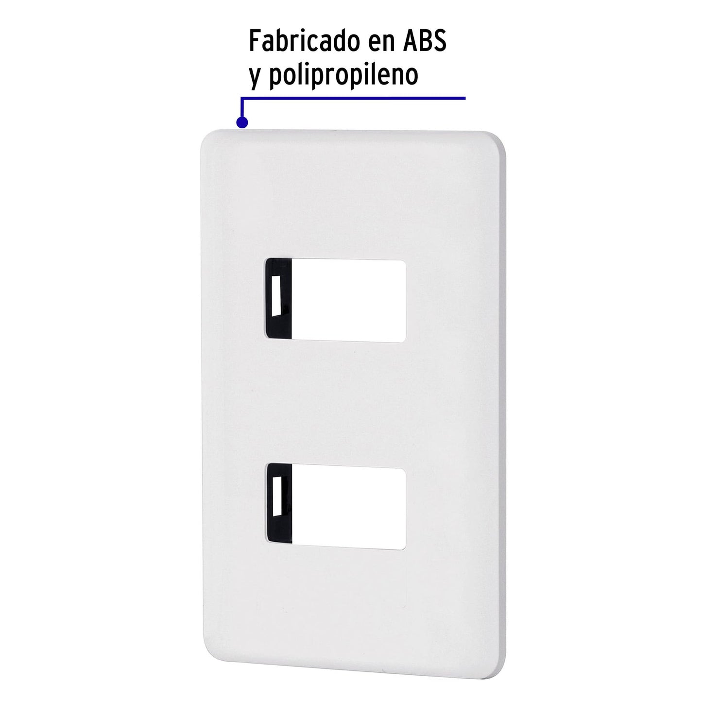 Placa 2 módulos de ABS, blanca, Volteck Basic | PPDO-B | 27223