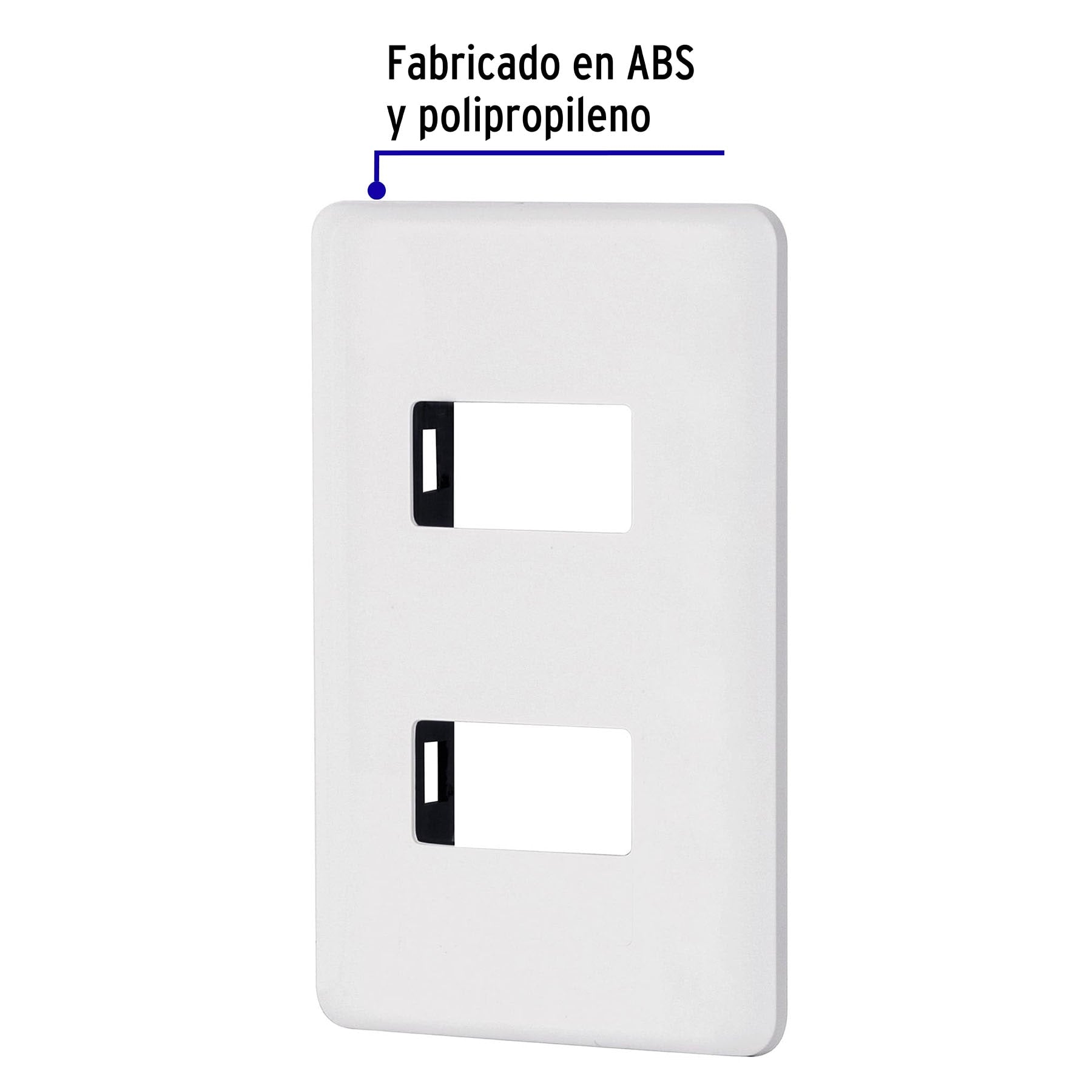 Placa 2 módulos de ABS, blanca, Volteck Basic | PPDO-B | 27223