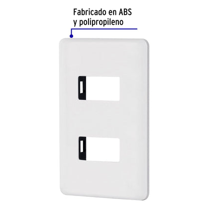 Placa 2 módulos de ABS, blanca, Volteck Basic | PPDO-B | 27223