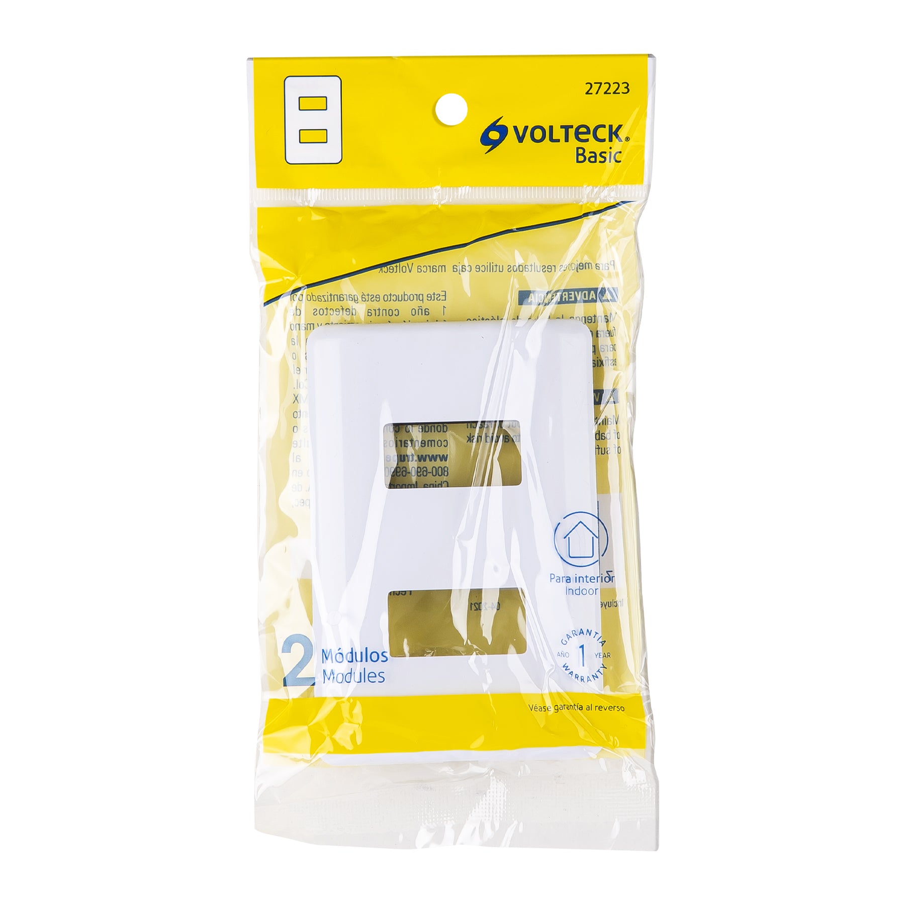 Placa 2 módulos de ABS, blanca, Volteck Basic | PPDO-B | 27223