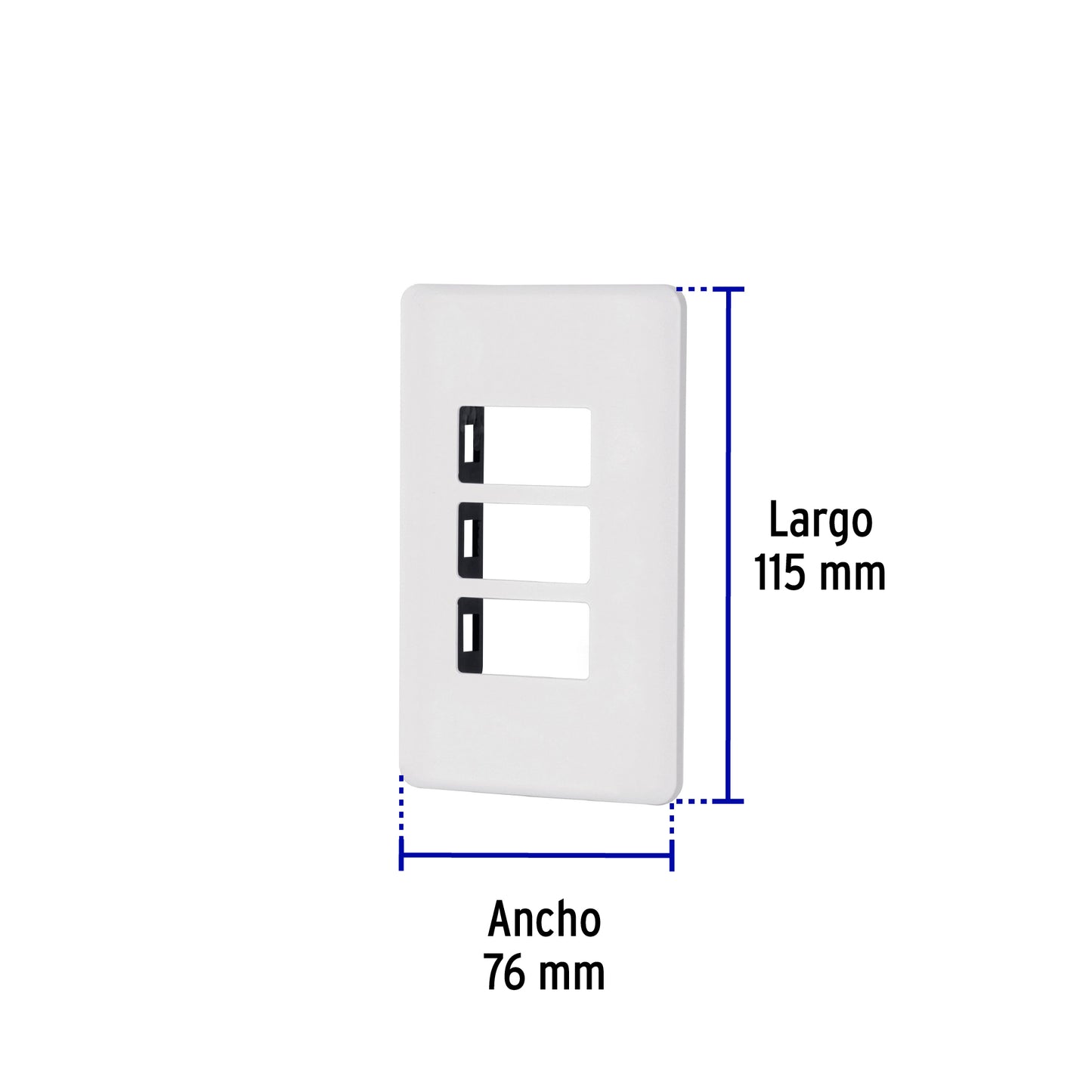 Placa 3 módulos de ABS, blanca, Volteck Basic | PPTR-B | 27224