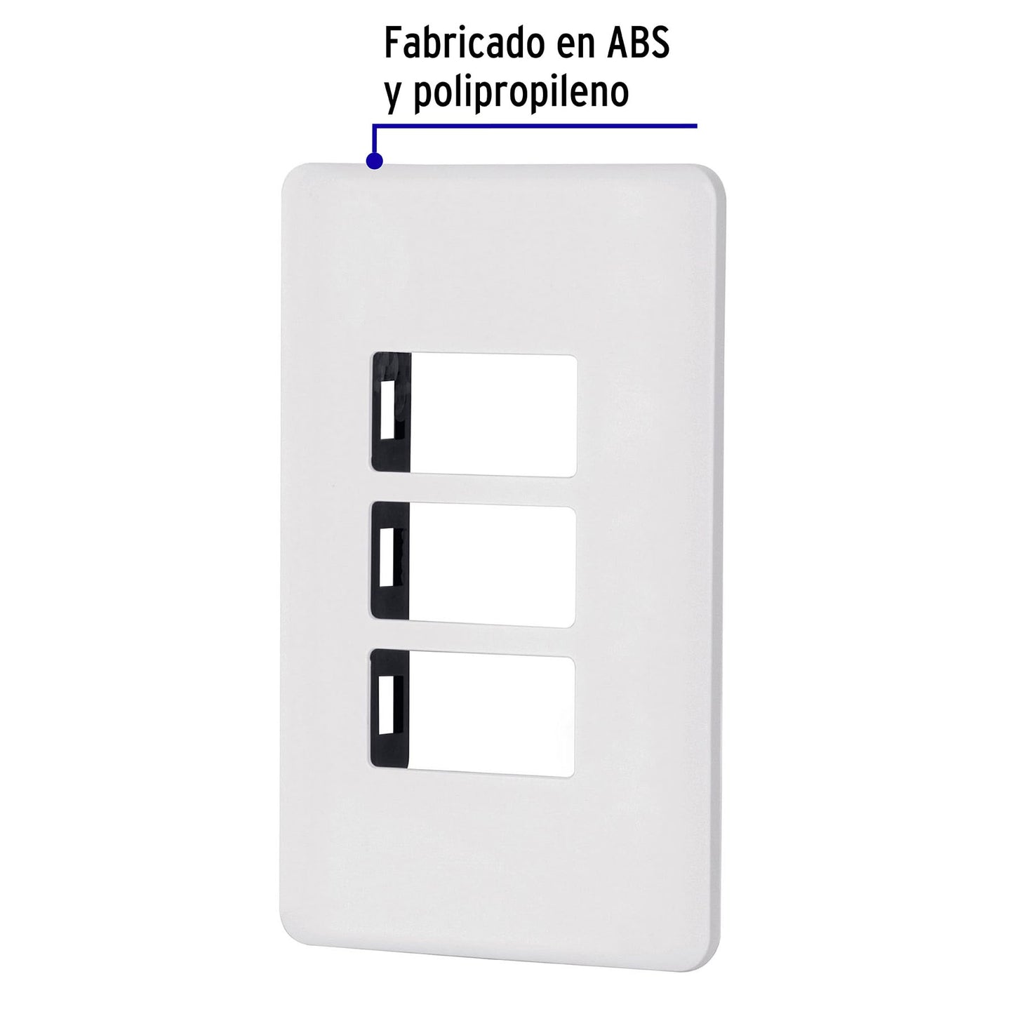 Placa 3 módulos de ABS, blanca, Volteck Basic | PPTR-B | 27224
