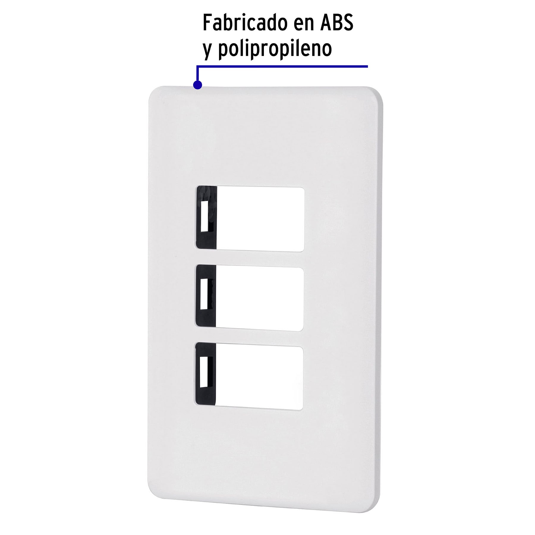 Placa 3 módulos de ABS, blanca, Volteck Basic | PPTR-B | 27224