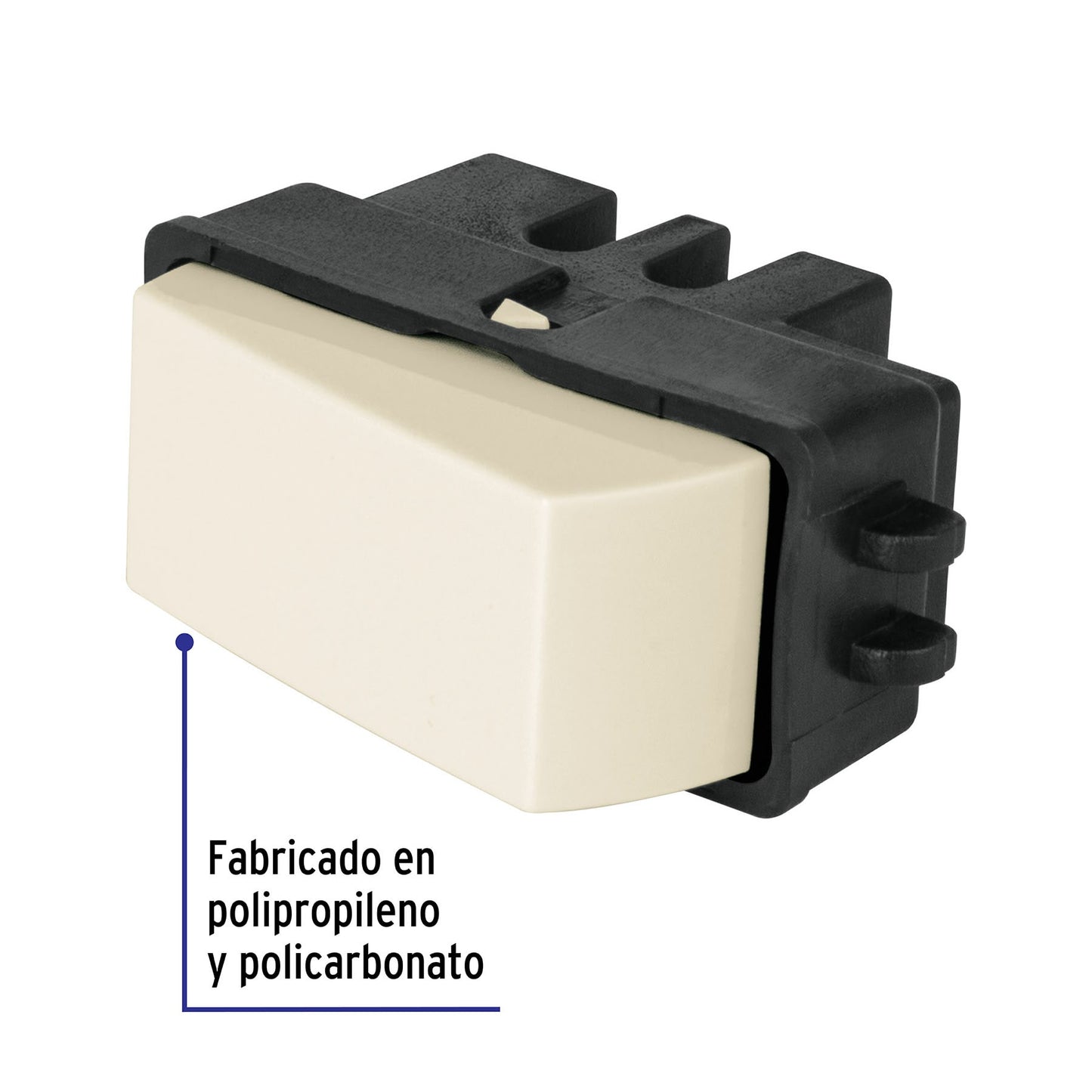 Interruptor sencillo, marfil, línea Volteck Basic | APSE-BI | 27228