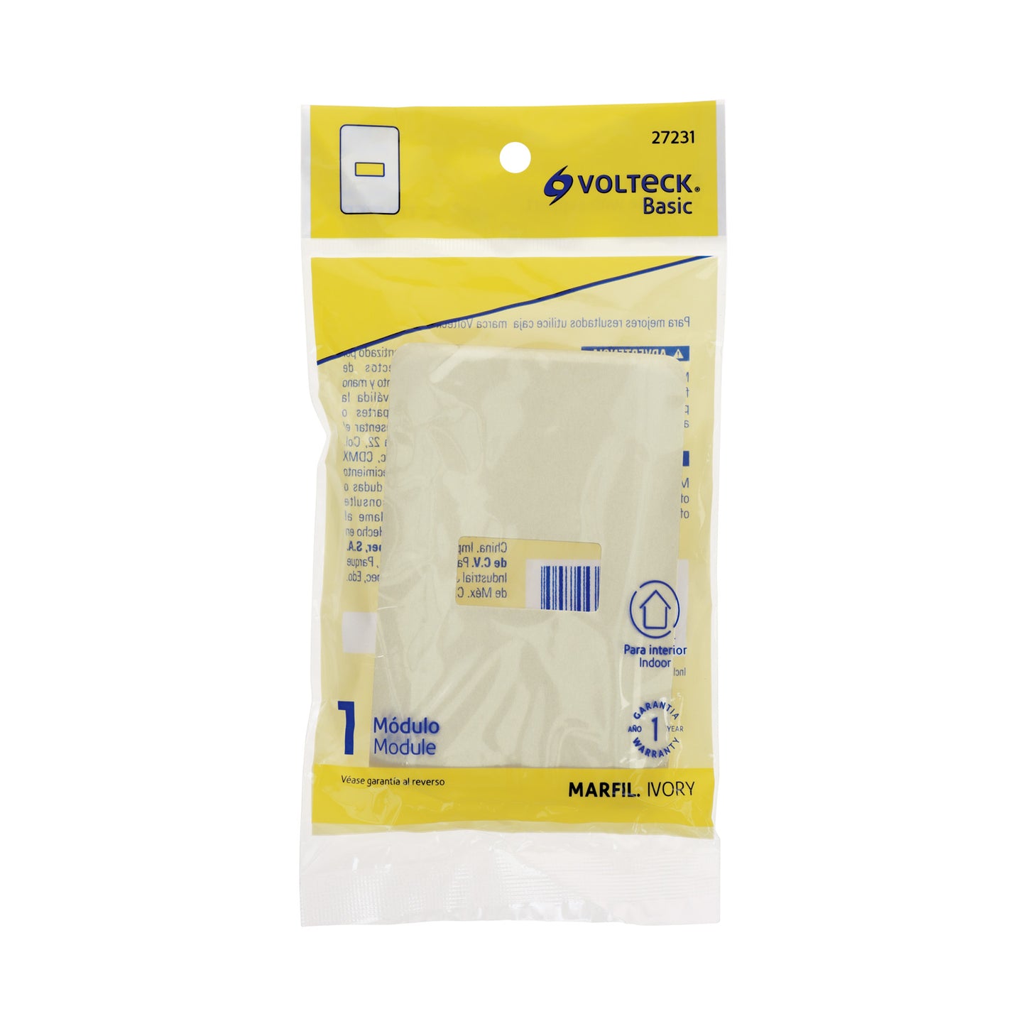 Placa 1 módulo, marfil, línea Volteck Basic | PPSE-BI | 27231