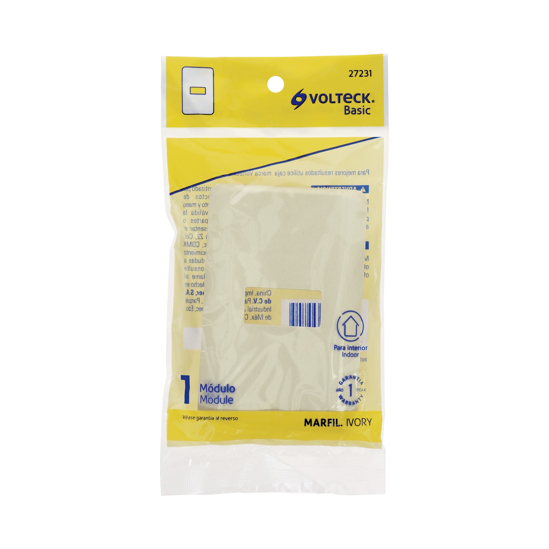 Placa 1 módulo, marfil, línea Volteck Basic | PPSE-BI | 27231