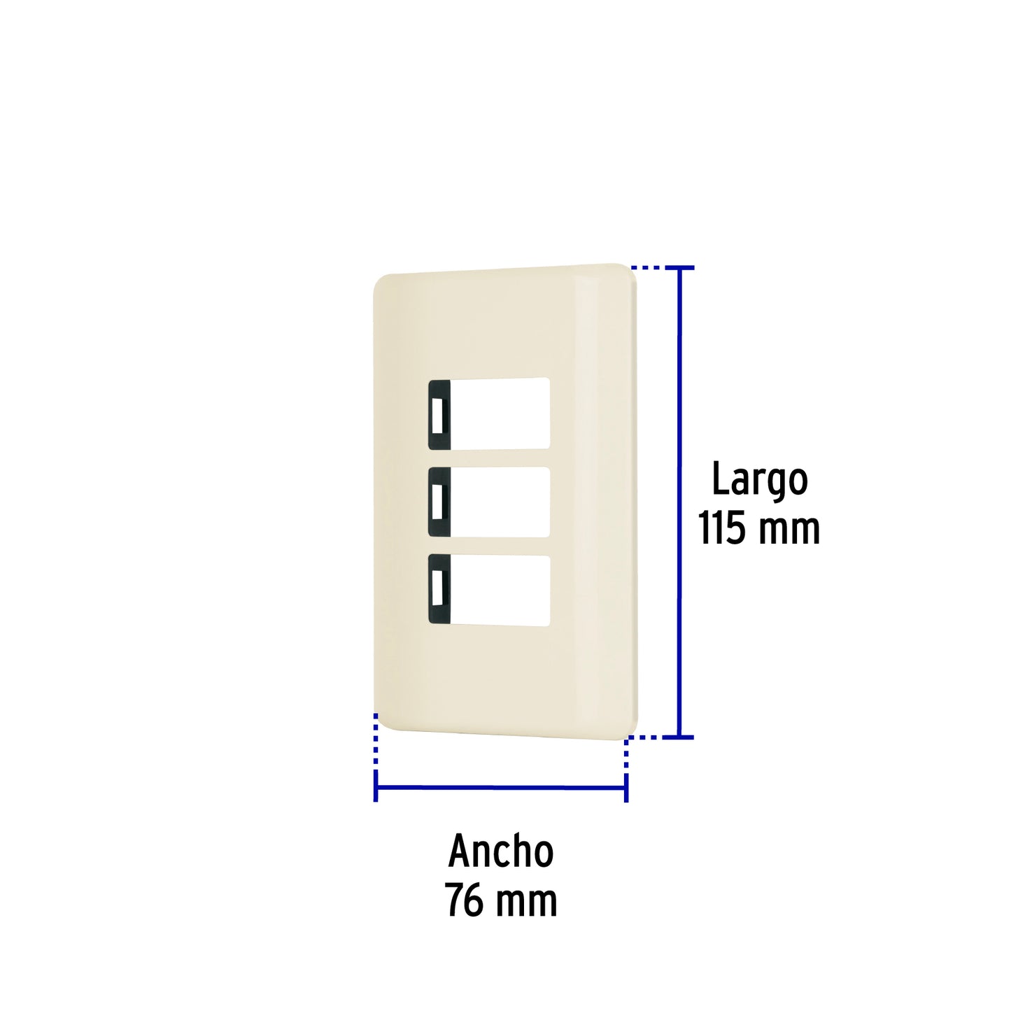 Placa 3 módulos, marfil, línea Volteck Basic | PPTR-BI | 27233