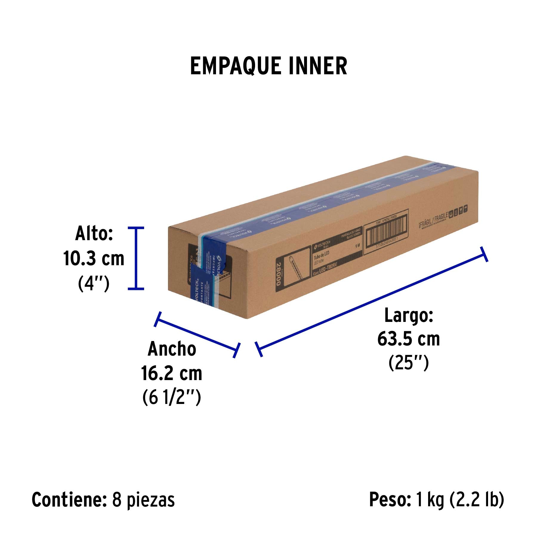 Tubo de LED T8 9 W base G13 pantalla de vidrio, Basic | LED-T809V | 28000