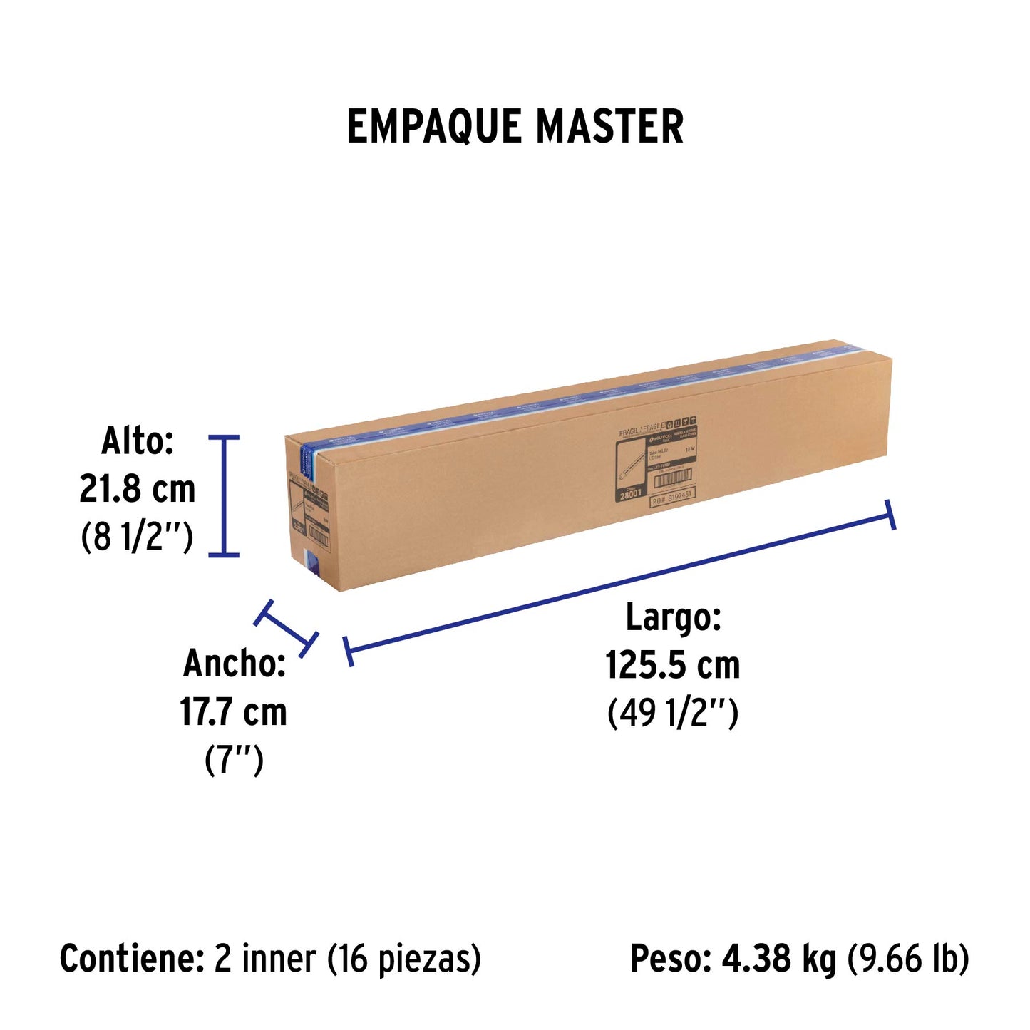 Tubo de LED T8 18 W base G13 pantalla de vidrio, Basic | LED-T818V | 28001