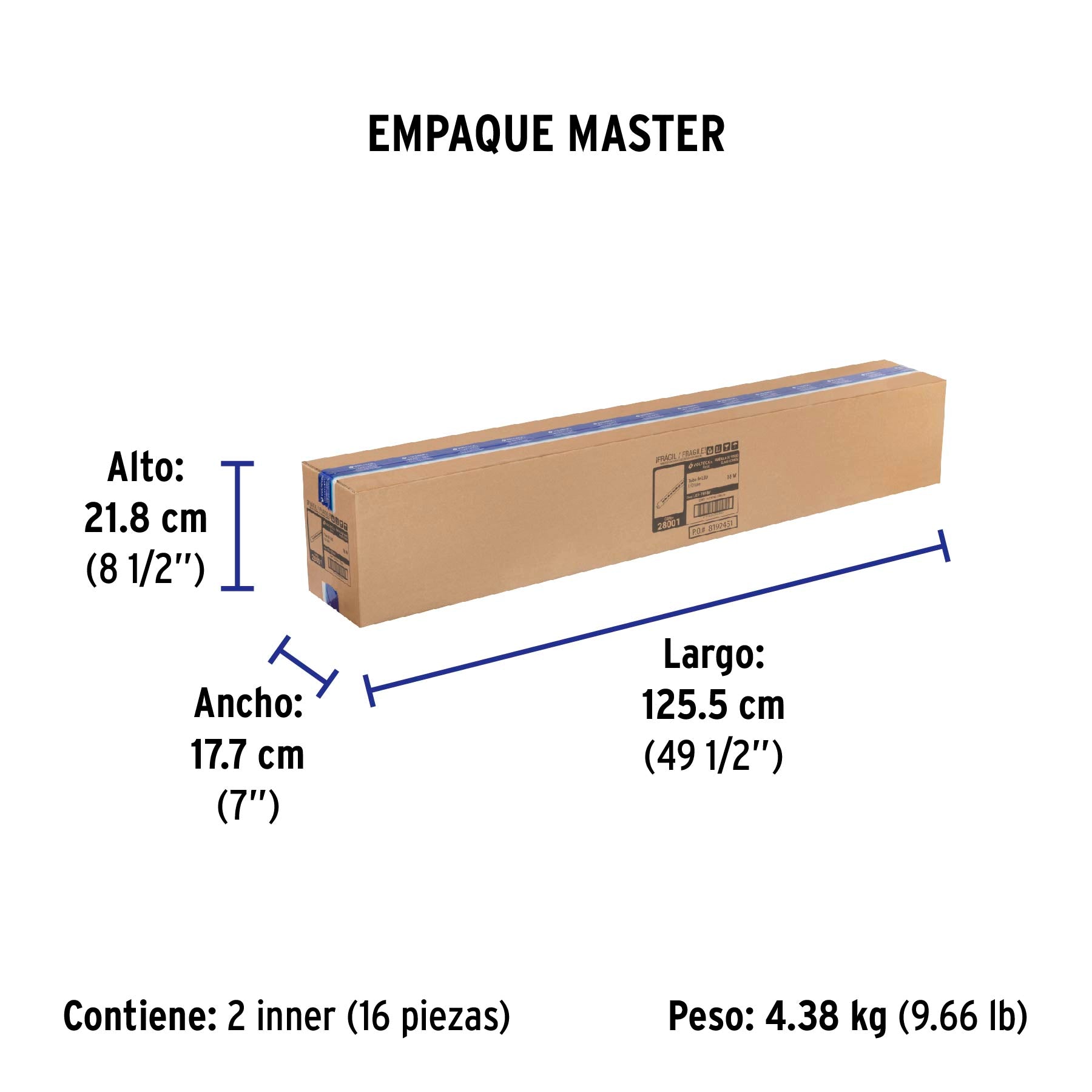 Tubo de LED T8 18 W base G13 pantalla de vidrio, Basic | LED-T818V | 28001