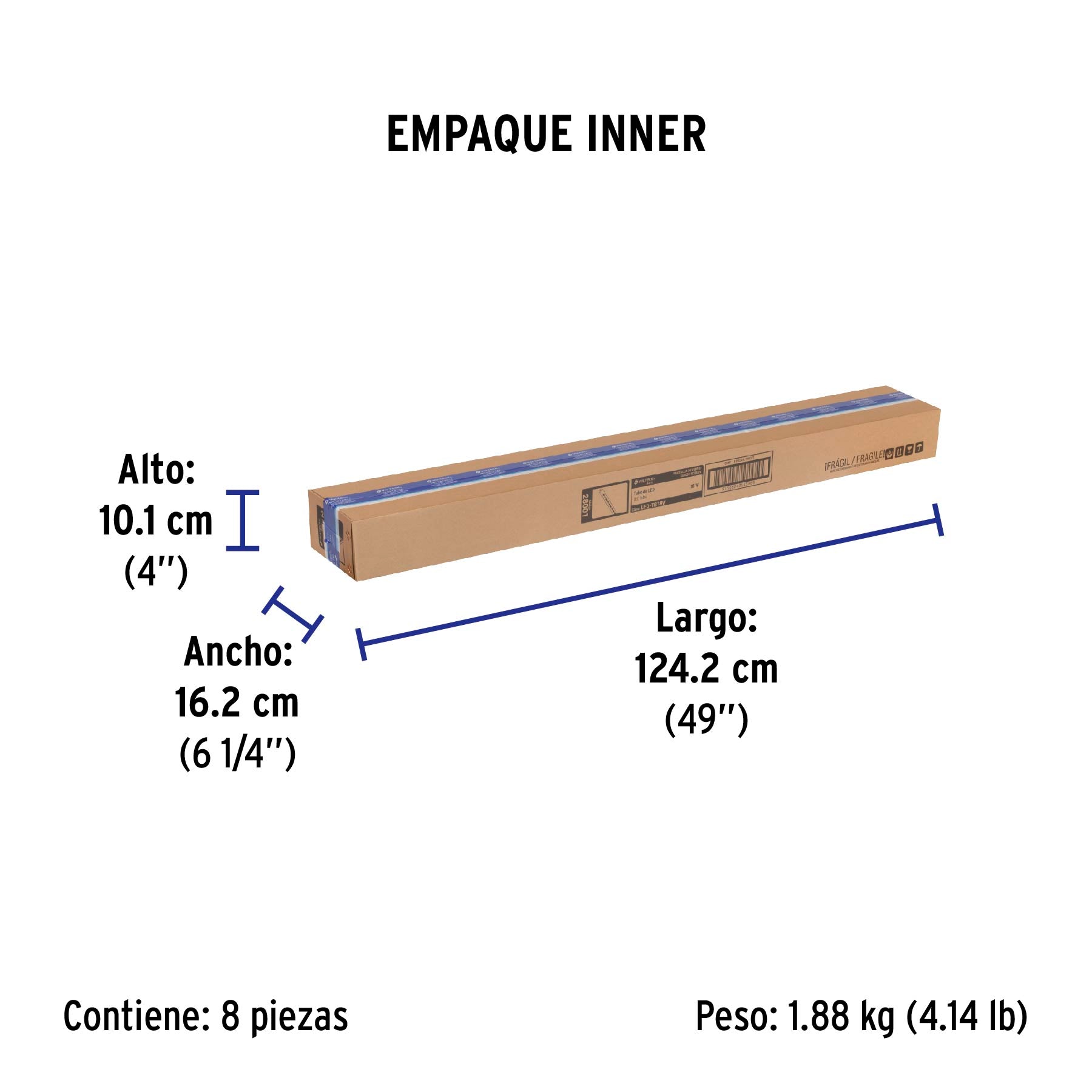 Tubo de LED T8 18 W base G13 pantalla de vidrio, Basic | LED-T818V | 28001