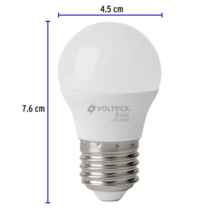 Pack de 4 lámparas LED G45 3 W (equiv. 25 W), luz de día | LED-30GFBX4 | 28003