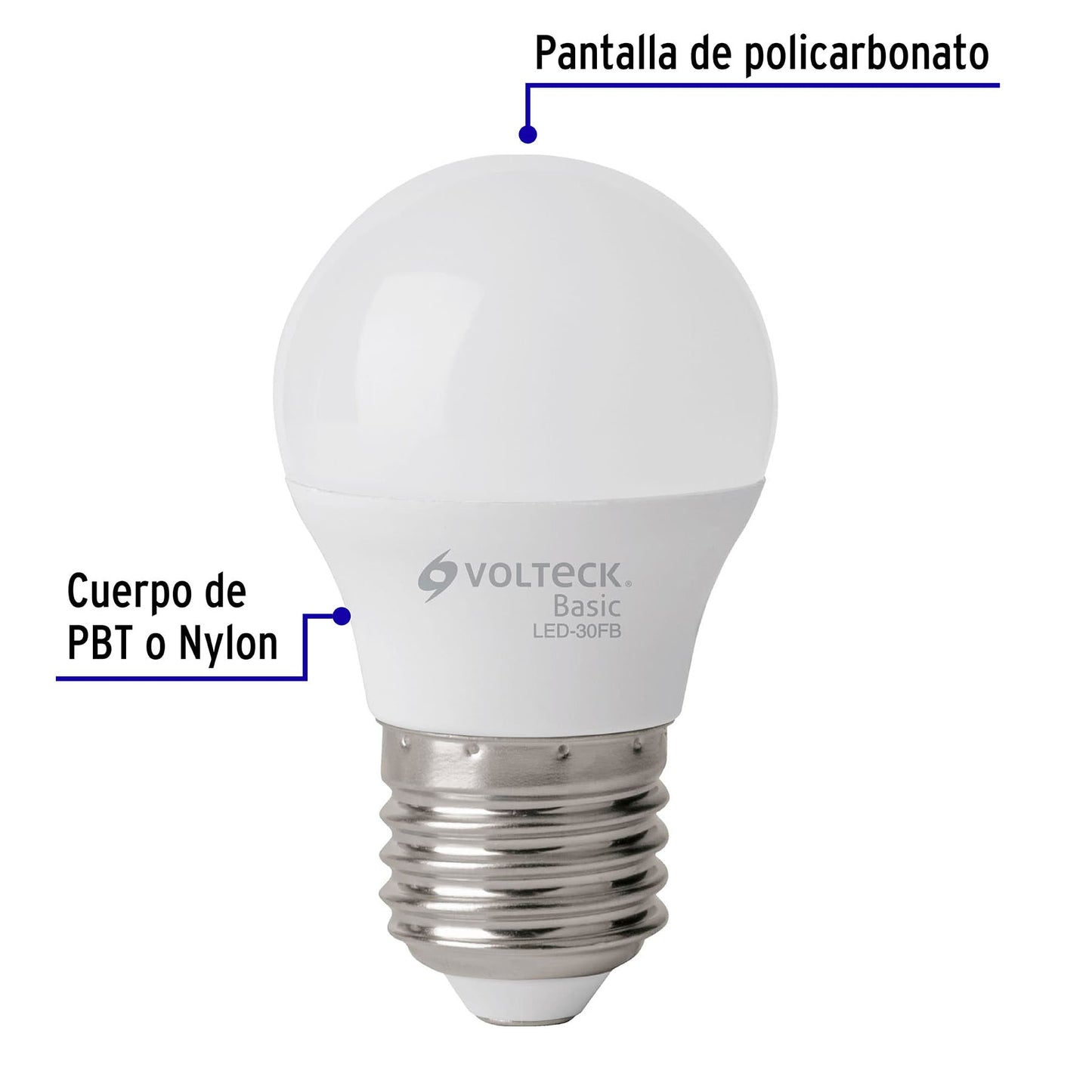 Pack de 4 lámparas LED G45 3 W (equiv. 25 W), luz de día | LED-30GFBX4 | 28003