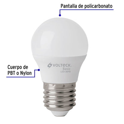 Pack de 4 lámparas LED G45 3 W (equiv. 25 W), luz de día | LED-30GFBX4 | 28003