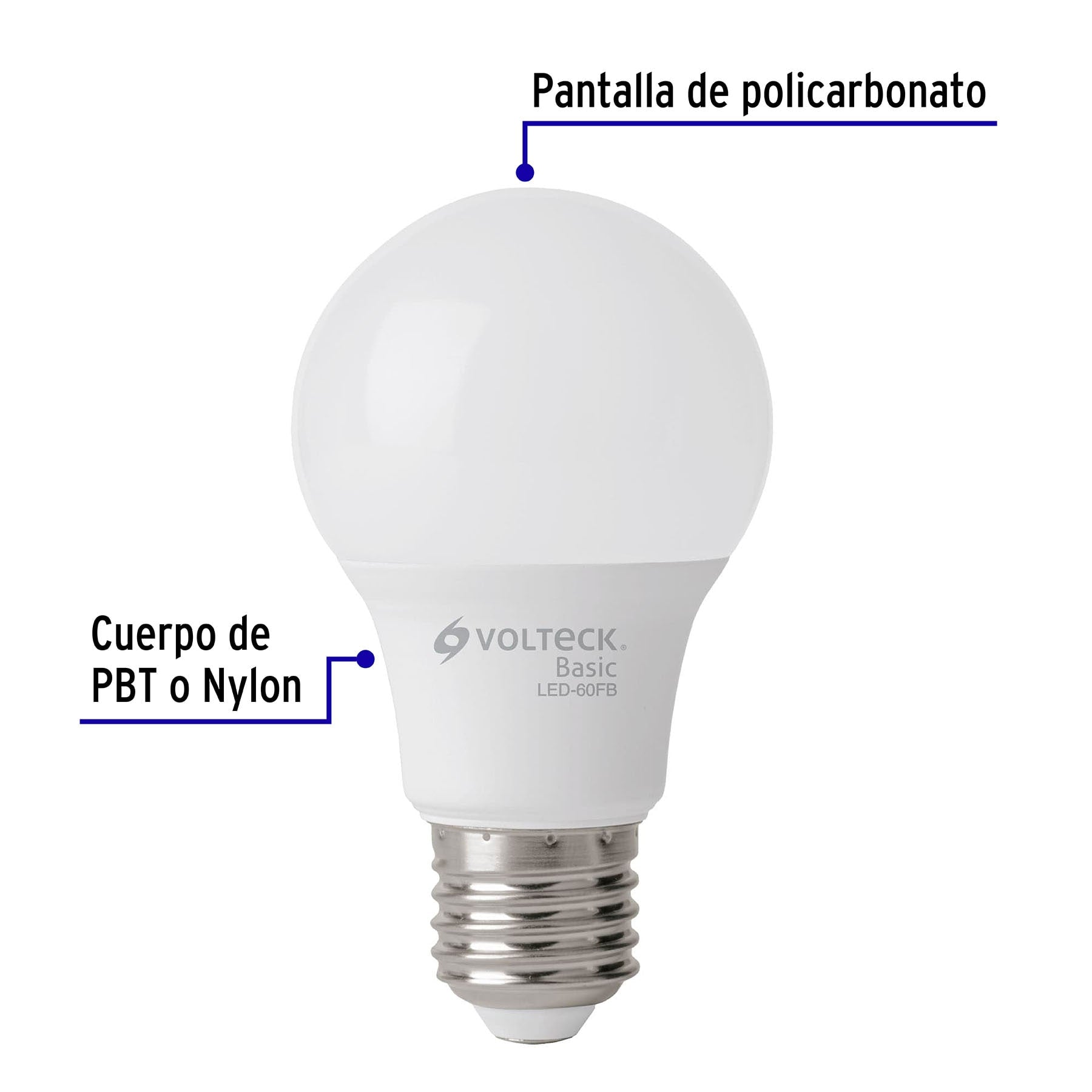 Pack de 4 lámparas LED A19 8 W (equiv. 60 W), luz de día | LED-60FBX4 | 28005
