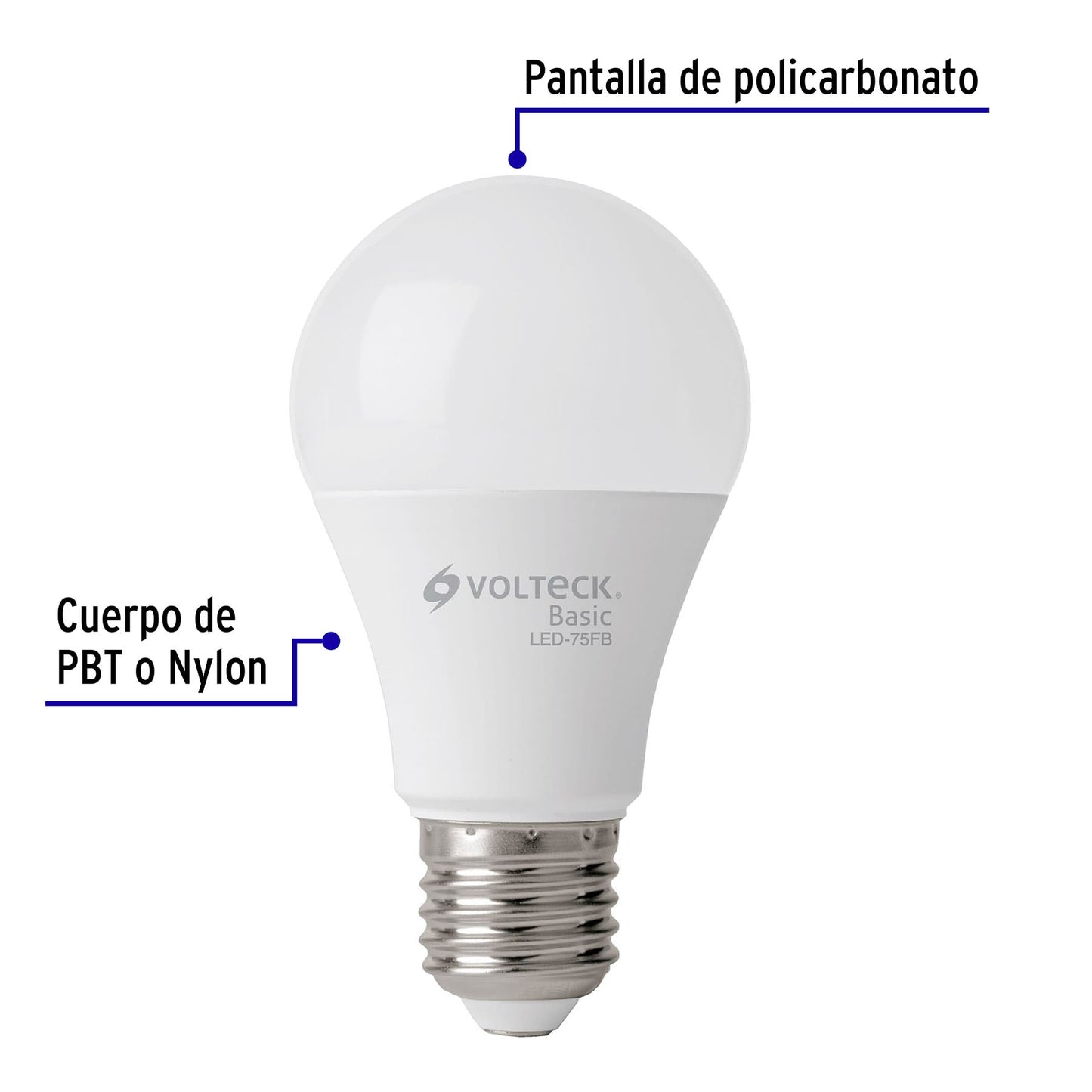 Pack de 4 lámparas LED A19 10 W (equiv. 75 W), luz de día | LED-75FBX4 | 28006
