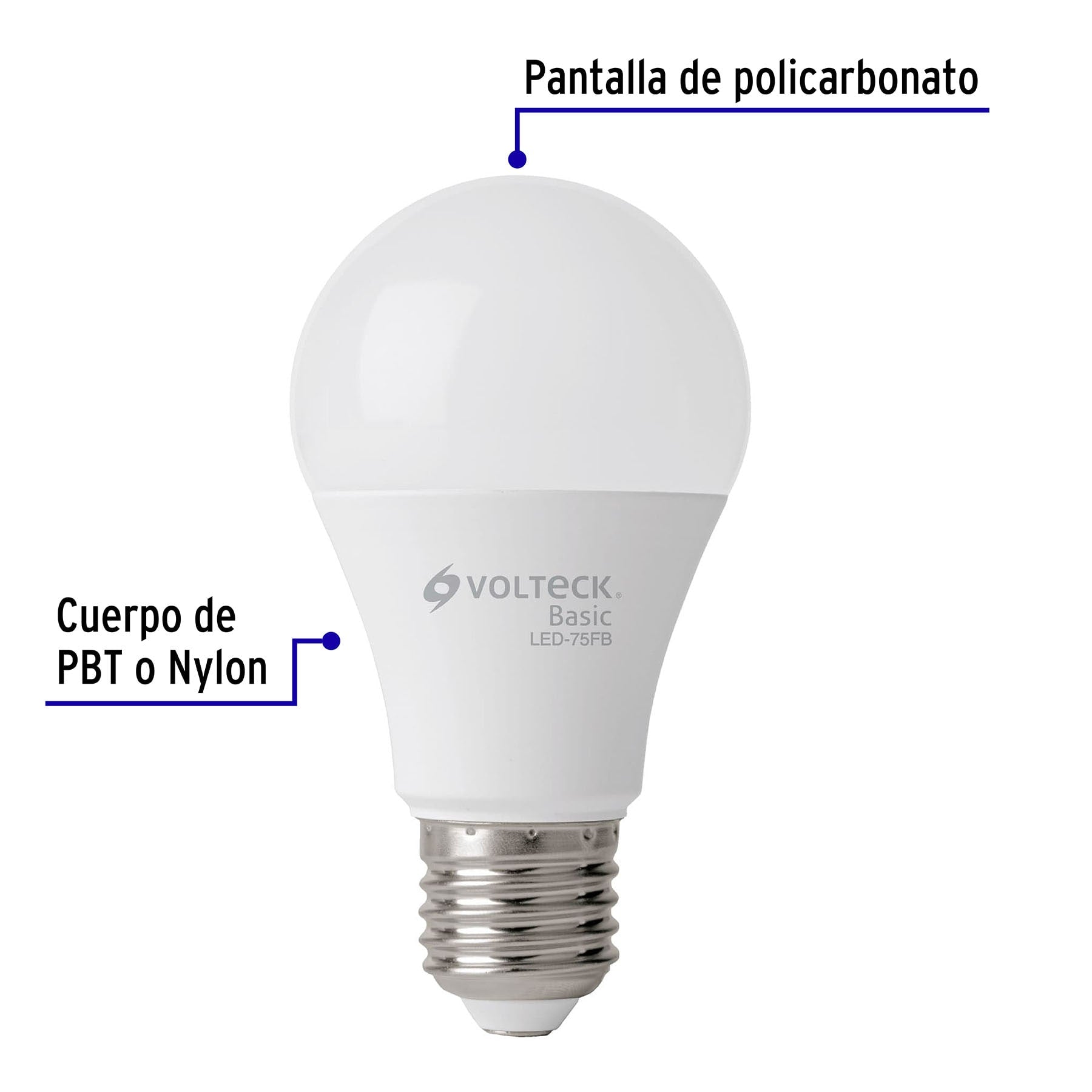 Pack de 4 lámparas LED A19 10 W (equiv. 75 W), luz de día | LED-75FBX4 | 28006