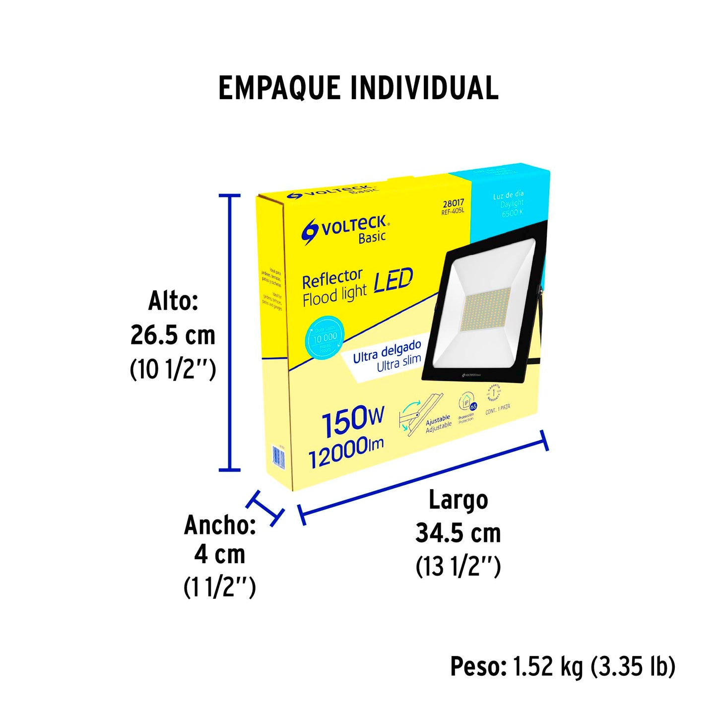 Reflector LED para exteriores 150W 6500K, VOLTECK BASIC | REF-405L | 28017