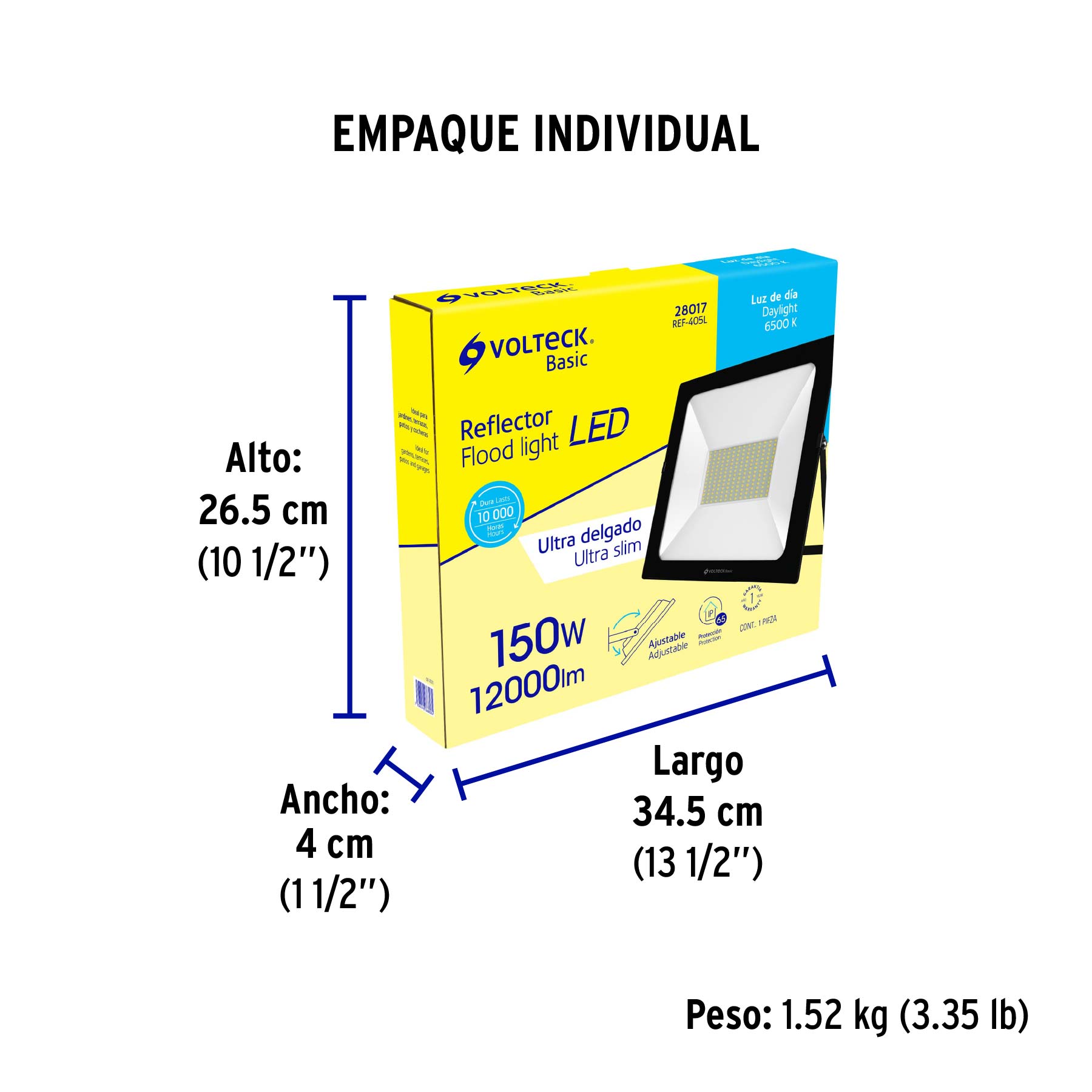 Reflector LED para exteriores 150W 6500K, VOLTECK BASIC | REF-405L | 28017