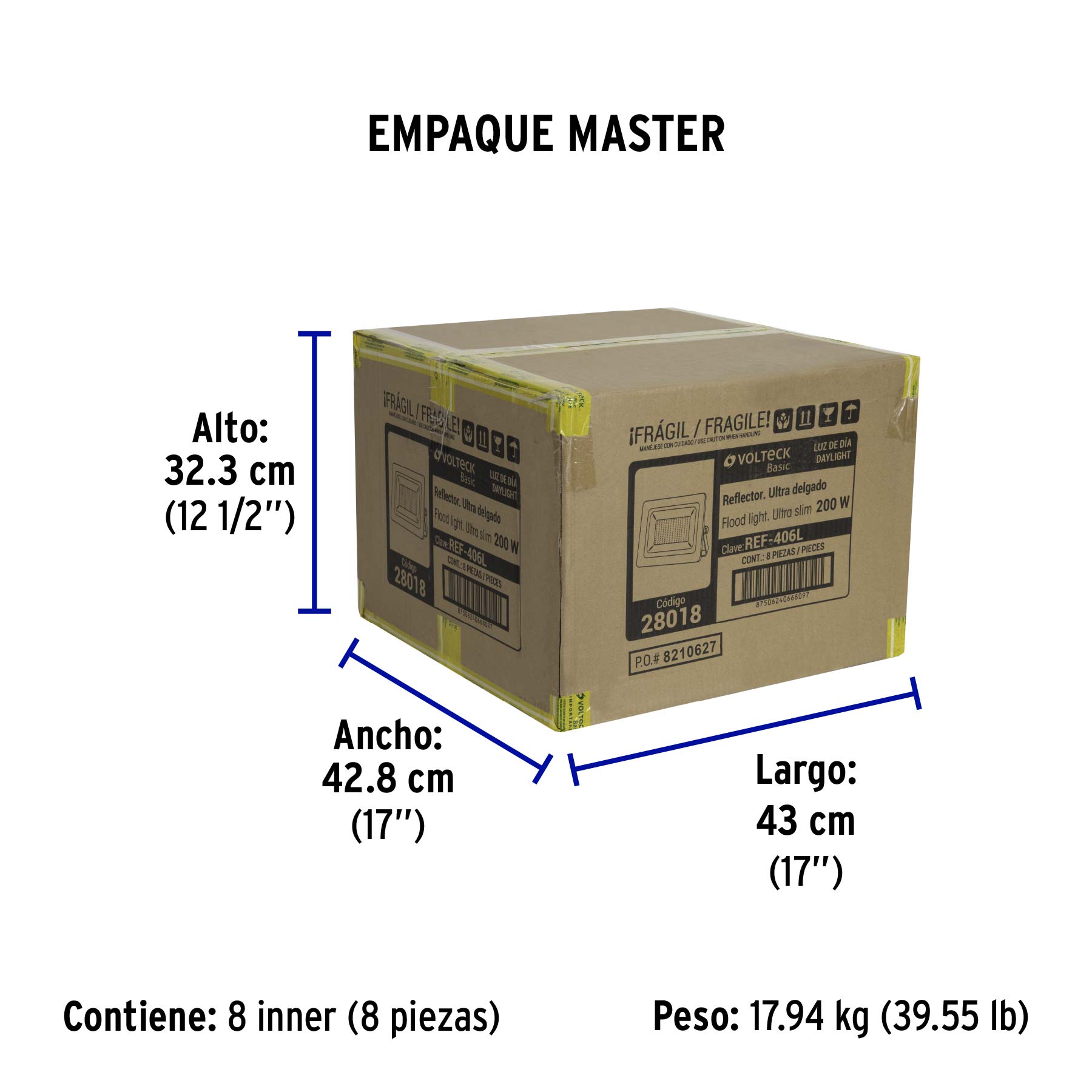 Reflector LED para exteriores 200W 6500K, VOLTECK BASIC | REF-406L | 28018