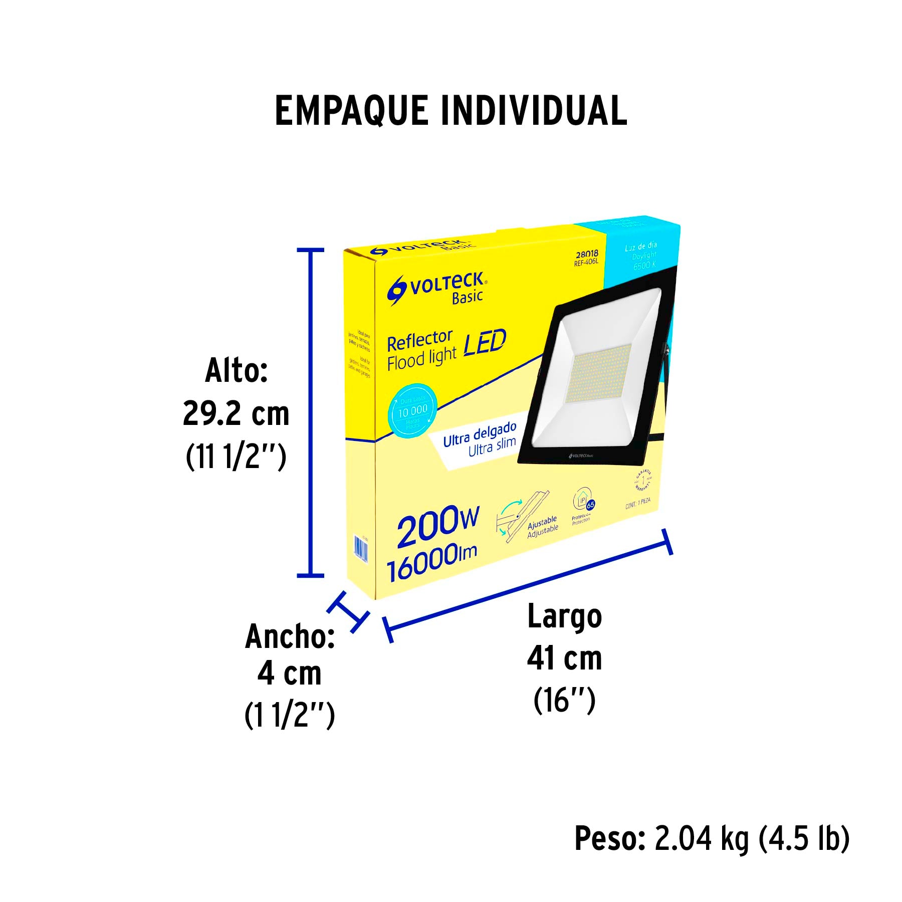 Reflector LED para exteriores 200W 6500K, VOLTECK BASIC | REF-406L | 28018