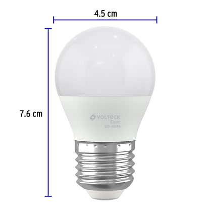 Lámpara LED G45 3 W (equiv. 25 W), luz de día, caja, Basic | LED-30GFB | 28057