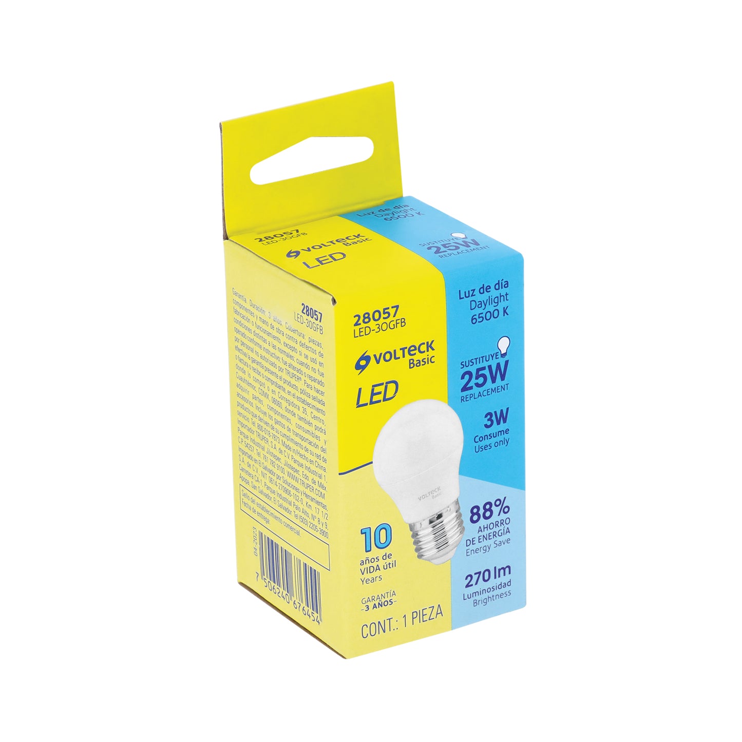 Lámpara LED G45 3 W (equiv. 25 W), luz de día, caja, Basic | LED-30GFB | 28057