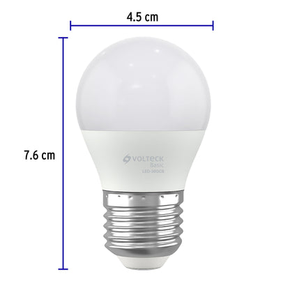 Lámpara LED G45 3 W (equiv. 25 W), luz cálida, caja, Basic | LED-30GCB | 28058