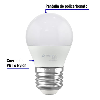 Lámpara LED G45 3 W (equiv. 25 W), luz cálida, caja, Basic | LED-30GCB | 28058