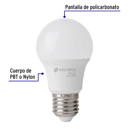 Lámpara LED A19 6 W (equiv. 40 W), luz de día, caja, Basic | LED-40FB | 28059