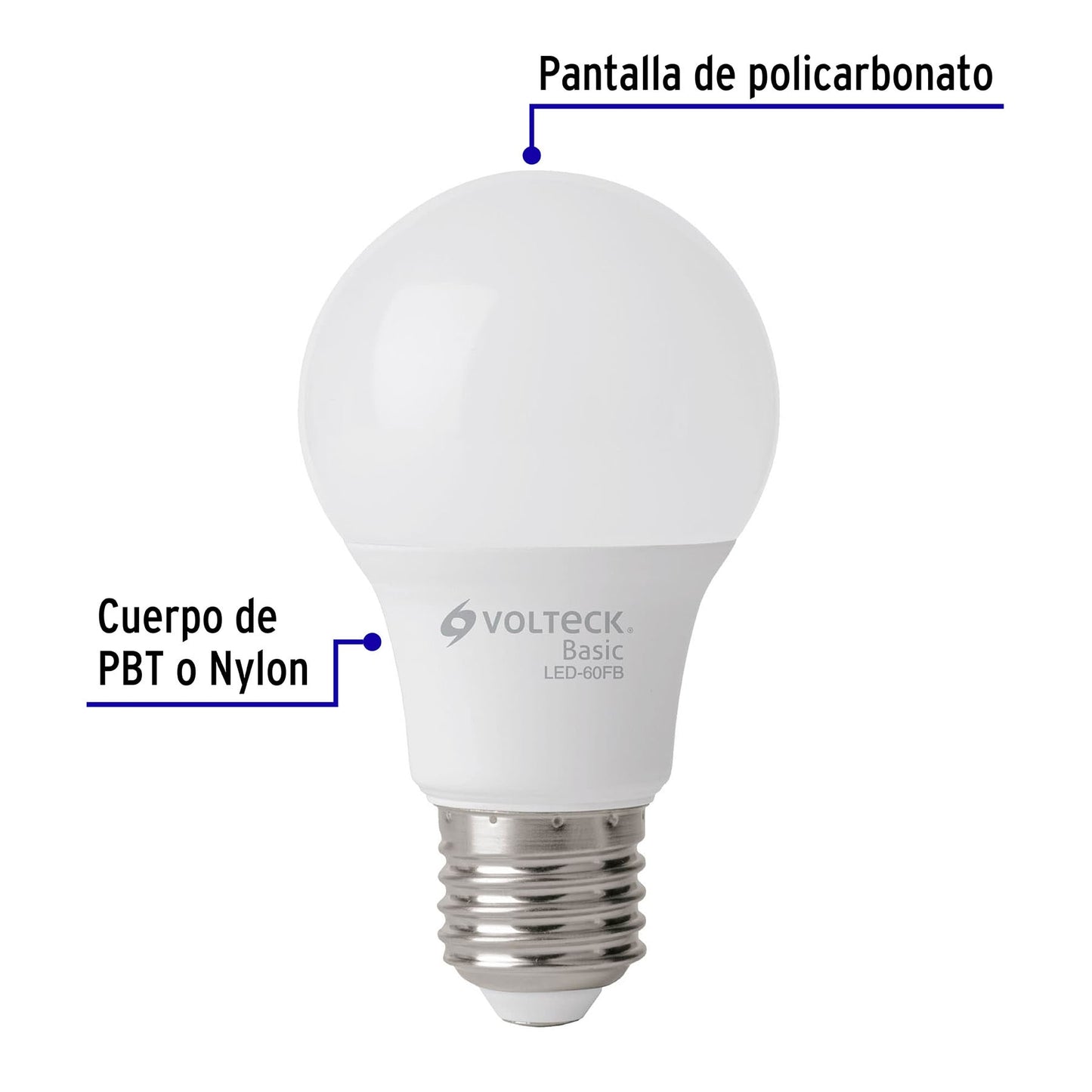 Lámpara LED A19 8 W (equiv. 60 W), luz de día, caja, Basic | LED-60FB | 28061