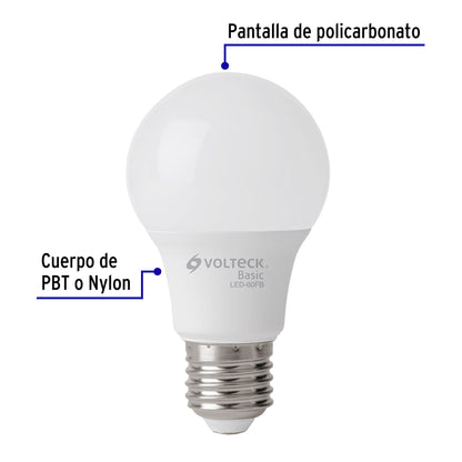 Lámpara LED A19 8 W (equiv. 60 W), luz de día, caja, Basic | LED-60FB | 28061