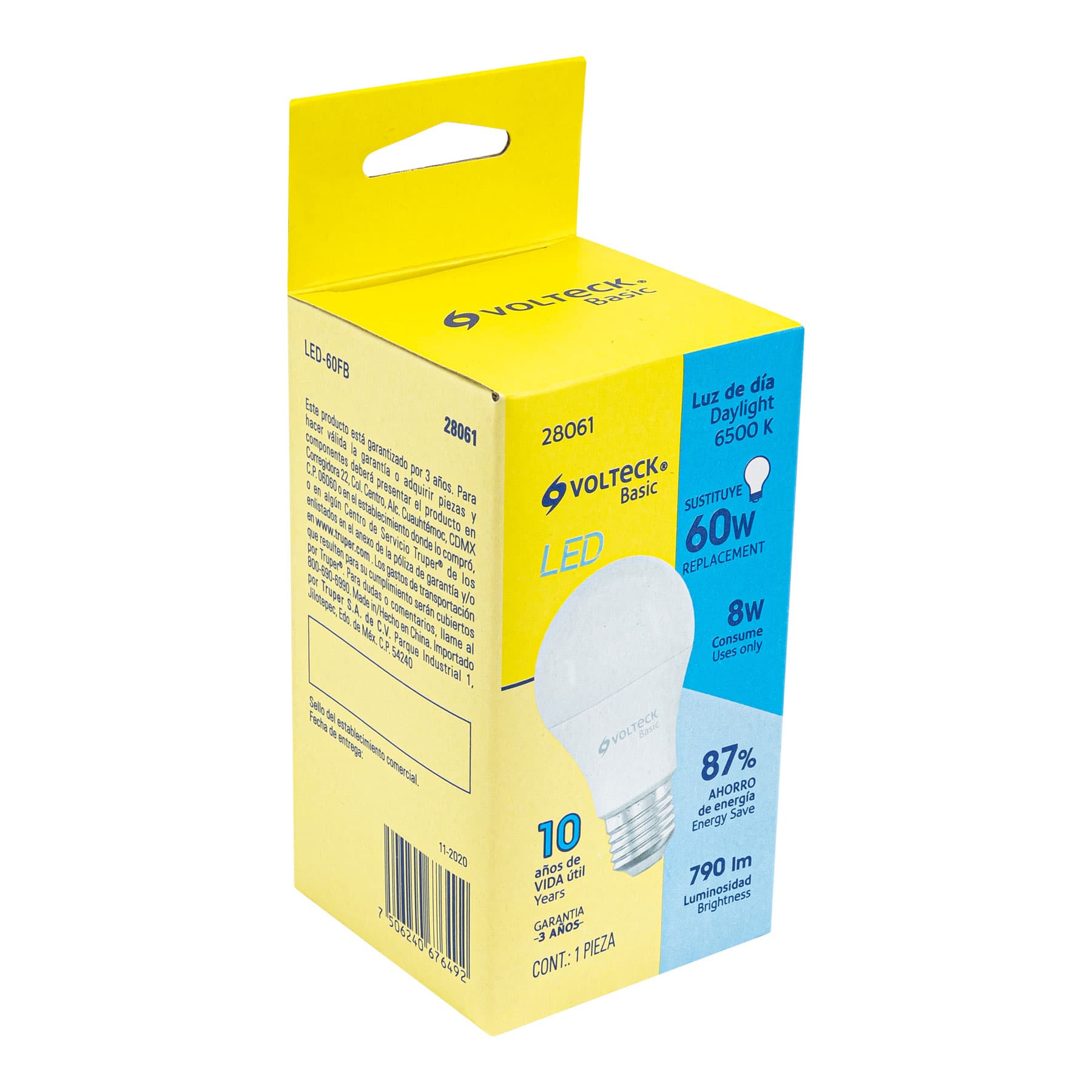 Lámpara LED A19 8 W (equiv. 60 W), luz de día, caja, Basic | LED-60FB | 28061